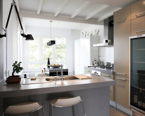 Philippe Del Zotto, agencement d'intérieur près de Lyon. Rénovation totale d'un appartement de 110m² à Saint Foy les Lyons.